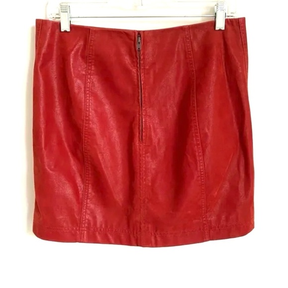 FREE PEOPLE Modern Femme Faux-Leather/ Suede Micro Mini Skirt, red - Picture 5 of 7